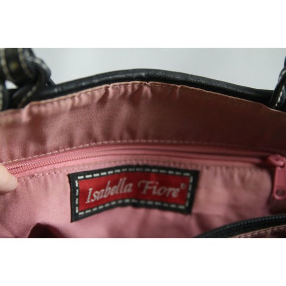 RARE Isabella Fiore VTG Small Classic Black & White Woven Designer Handbag ANB - Picture 9 of 12